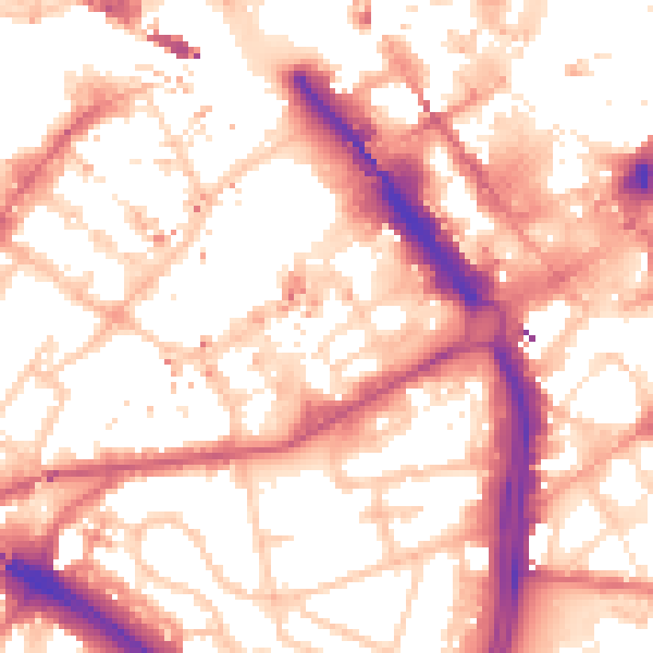 Daytime road noise heatmap for B1 1JG