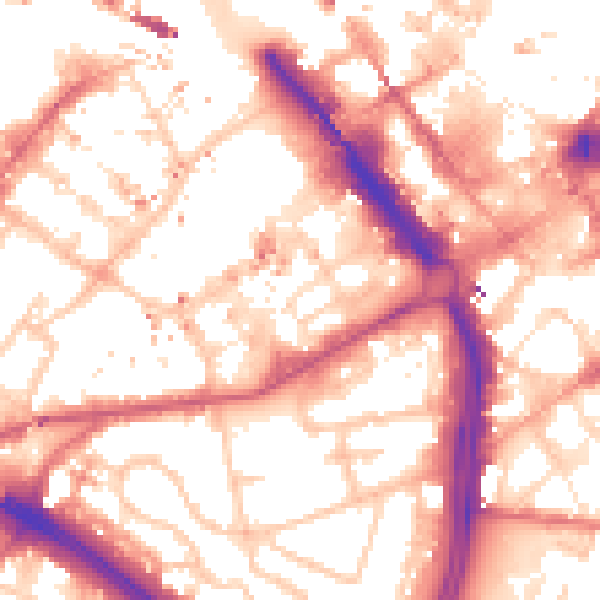 Daytime road noise heatmap for B1 1JL