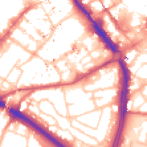 Daytime road noise heatmap for B1 1JR
