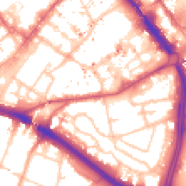 Daytime road noise heatmap for B1 1JW