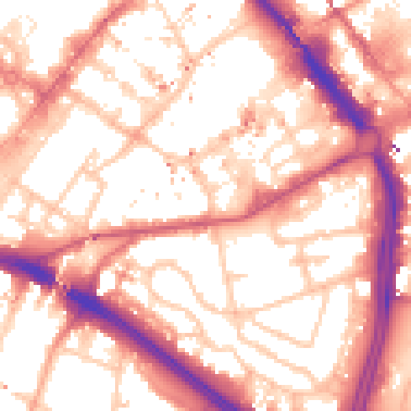 Daytime road noise heatmap for B1 1JX