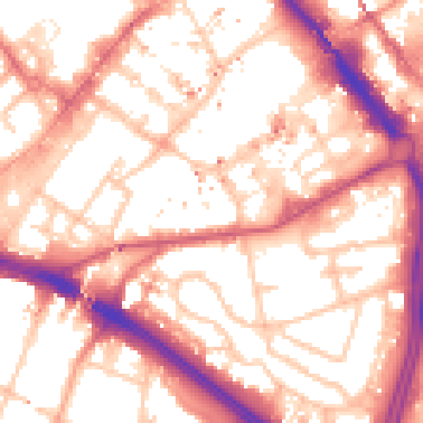 Daytime road noise heatmap for B1 1JY