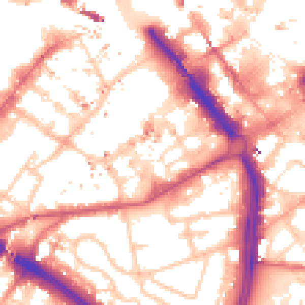 Daytime road noise heatmap for B1 1LA