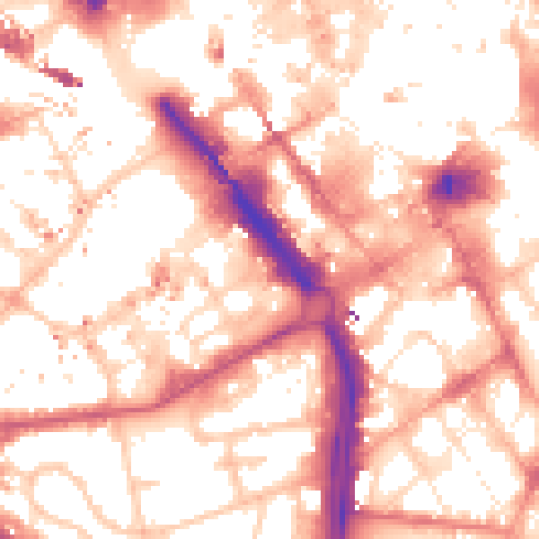Daytime road noise heatmap for B1 1LN
