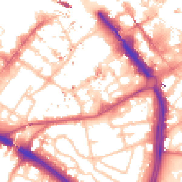 Daytime road noise heatmap for B1 1LP