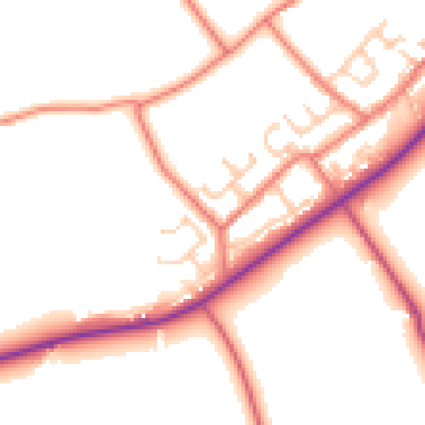 Daytime road noise heatmap for BB12 9AH