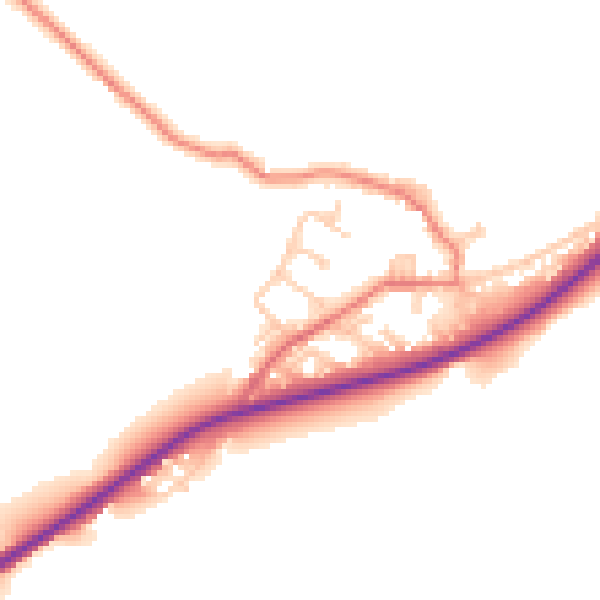 Daytime road noise heatmap for BB12 9DA