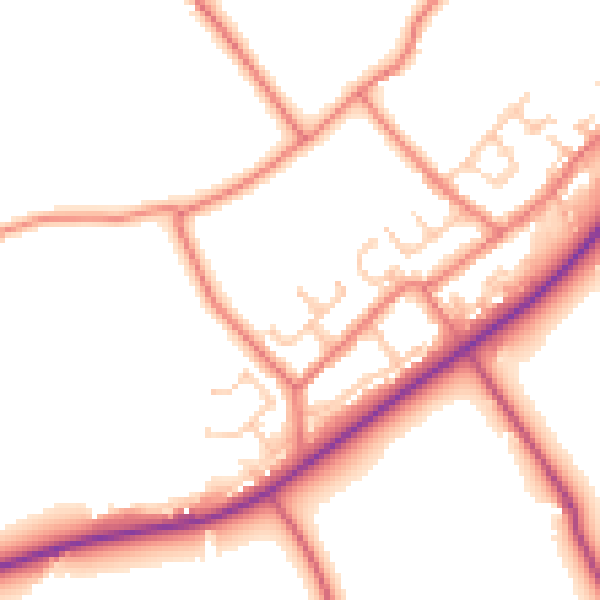 Daytime road noise heatmap for BB12 9EJ