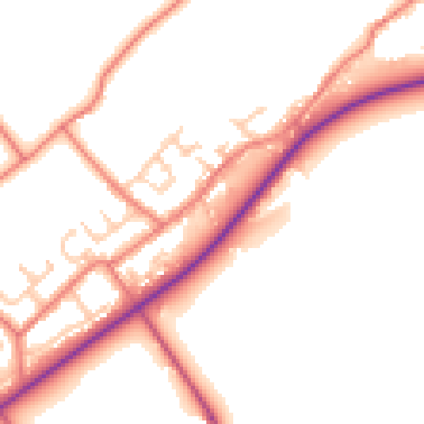 Daytime road noise heatmap for BB12 9EN