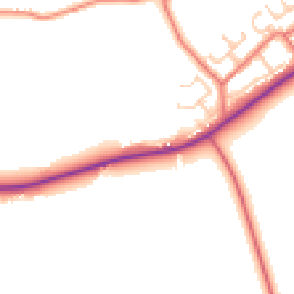 Daytime road noise heatmap for BB12 9EP
