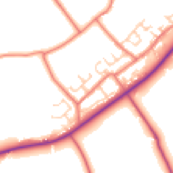 Daytime road noise heatmap for BB12 9EQ