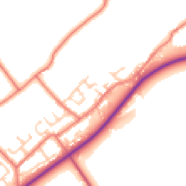 Daytime road noise heatmap for BB12 9EW