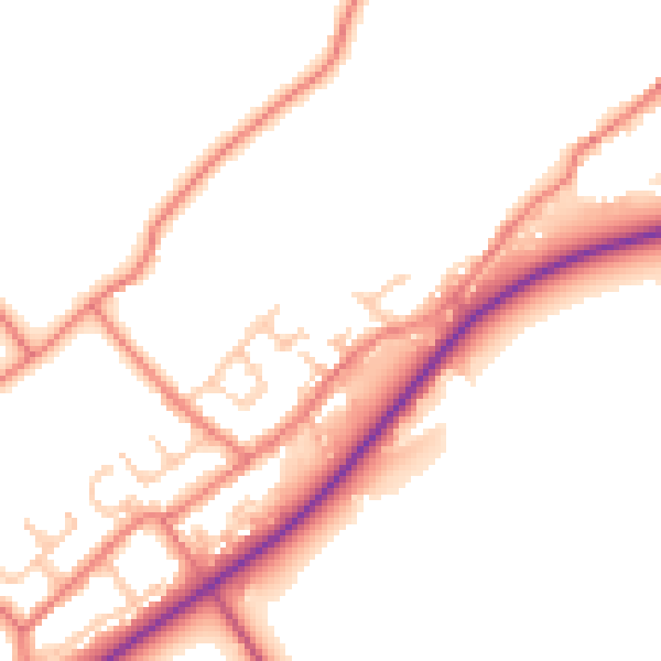 Daytime road noise heatmap for BB12 9FA