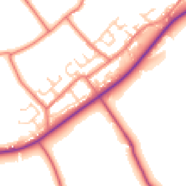 Daytime road noise heatmap for BB12 9PB