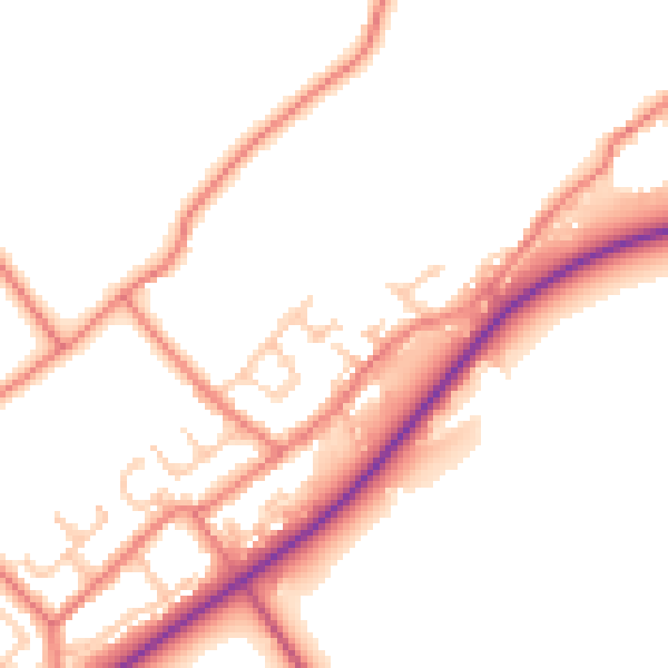 Daytime road noise heatmap for BB12 9PE