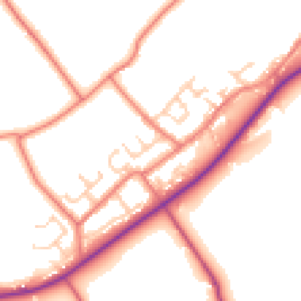 Daytime road noise heatmap for BB12 9PG