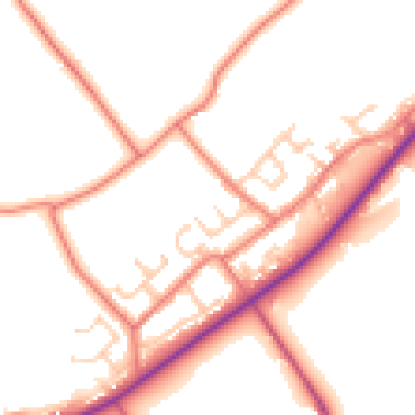Daytime road noise heatmap for BB12 9PH
