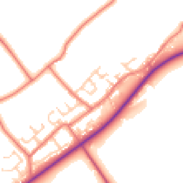 Daytime road noise heatmap for BB12 9PJ
