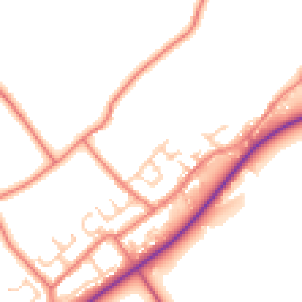 Daytime road noise heatmap for BB12 9PL