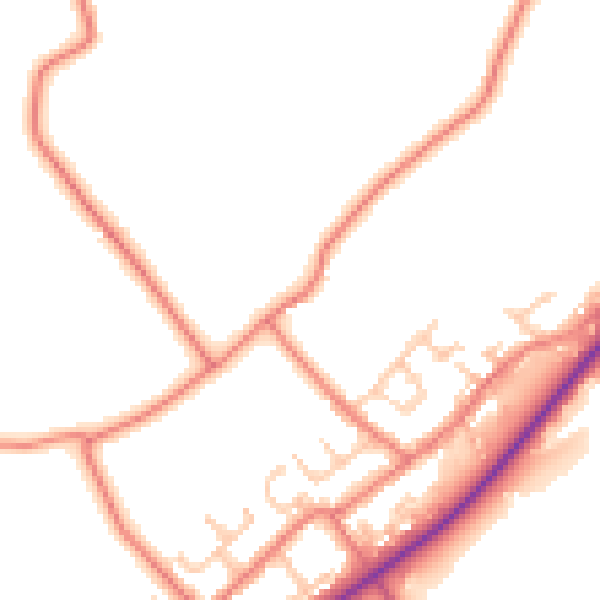 Daytime road noise heatmap for BB12 9PN