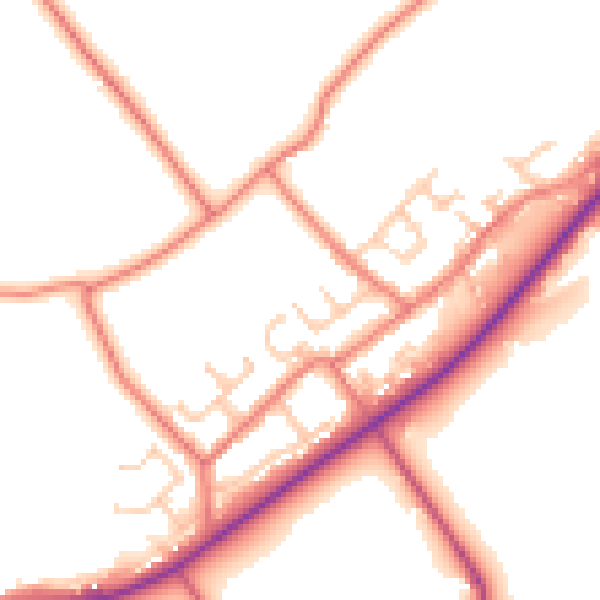 Daytime road noise heatmap for BB12 9PQ