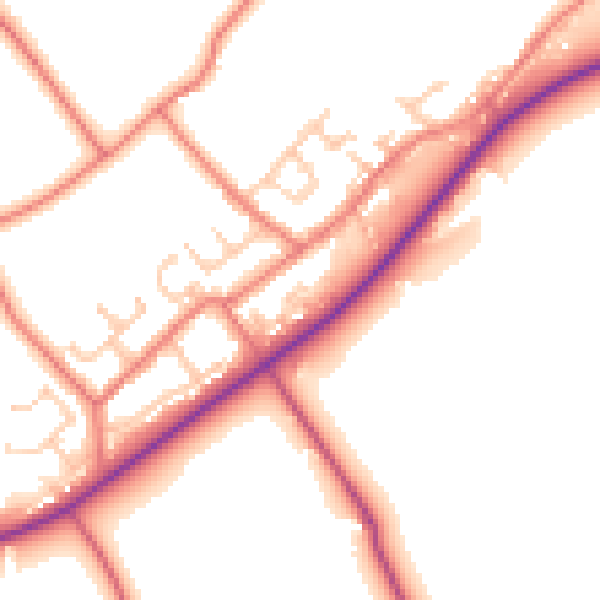 Daytime road noise heatmap for BB12 9QH
