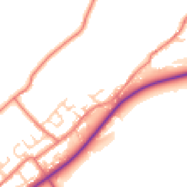 Daytime road noise heatmap for BB12 9QJ