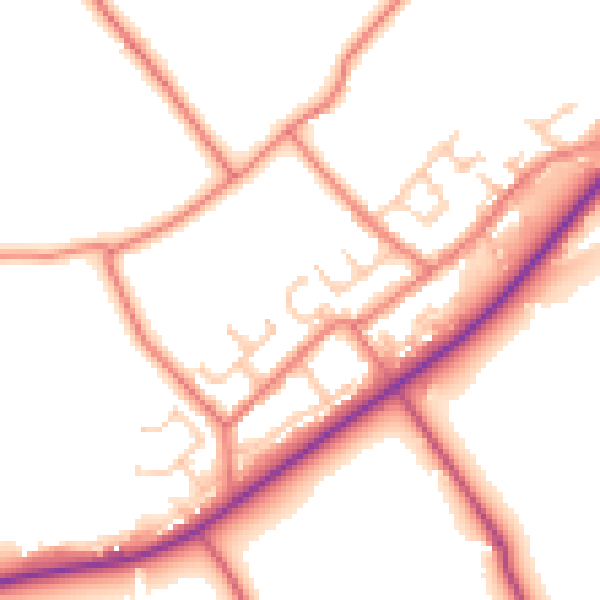 Daytime road noise heatmap for BB12 9QL