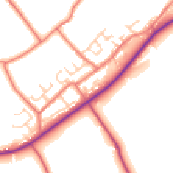 Daytime road noise heatmap for BB12 9QR