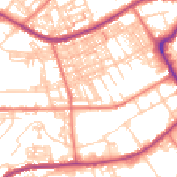 Daytime road noise heatmap for BB2 1QG