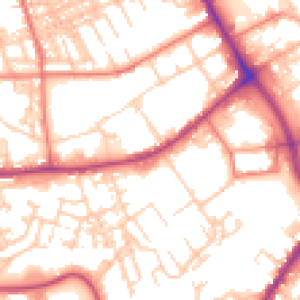 Daytime road noise heatmap for BB2 1TS