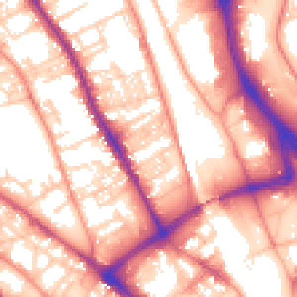 Daytime road noise heatmap for BD1 3ET