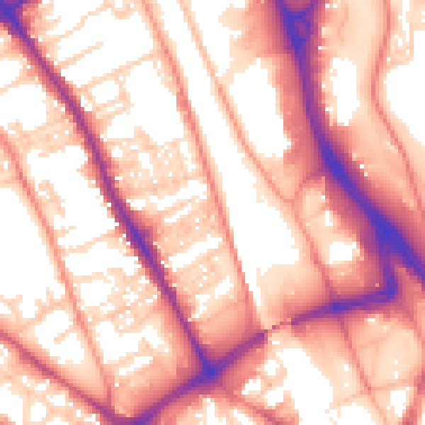 Daytime road noise heatmap for BD1 3EY