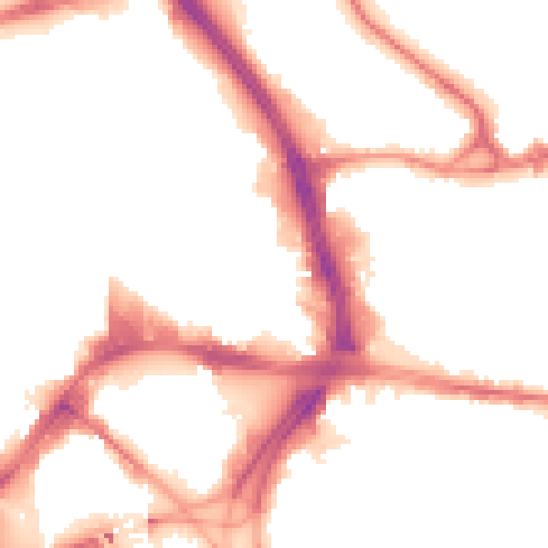 Night-time road noise heatmap for BD1 5BD