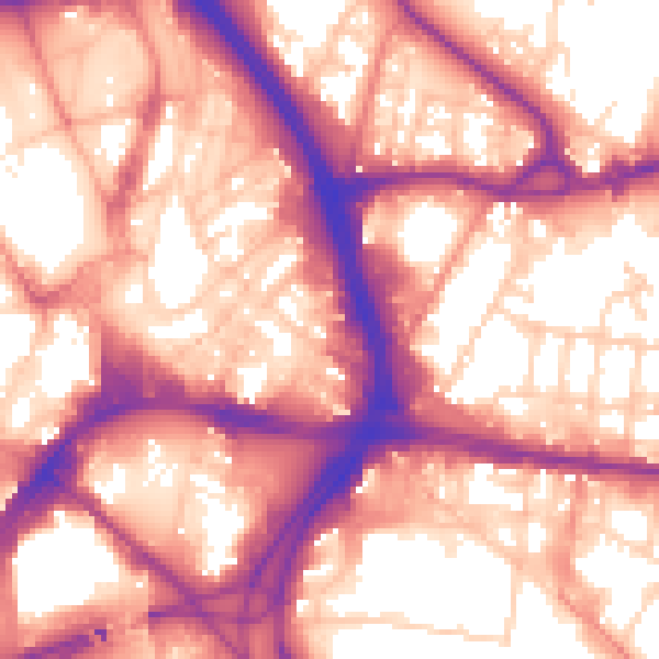 Daytime road noise heatmap for BD1 5EN