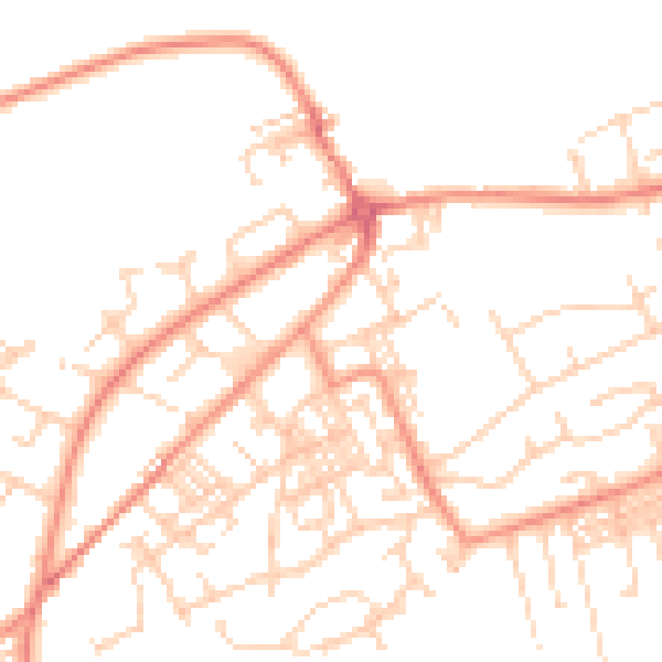 Daytime road noise heatmap for BD14 6AL