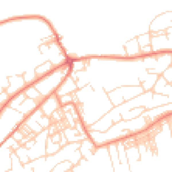 Daytime road noise heatmap for BD14 6AQ