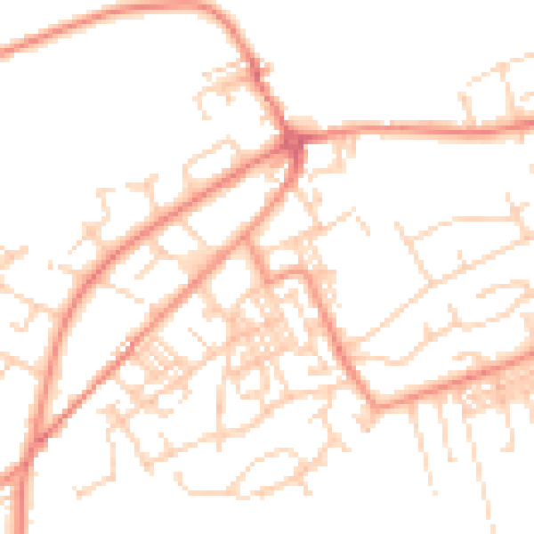 Daytime road noise heatmap for BD14 6AR