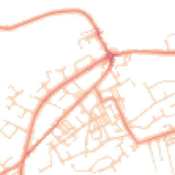 Daytime road noise heatmap for BD14 6AU