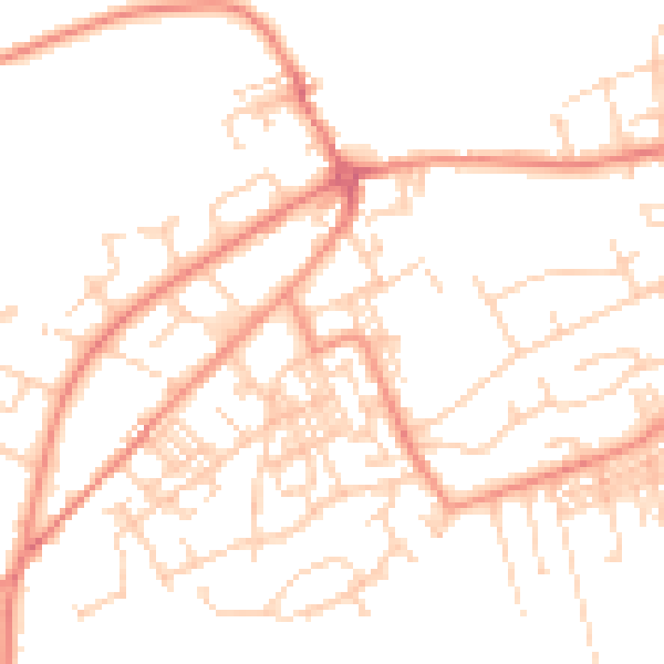 Daytime road noise heatmap for BD14 6AW