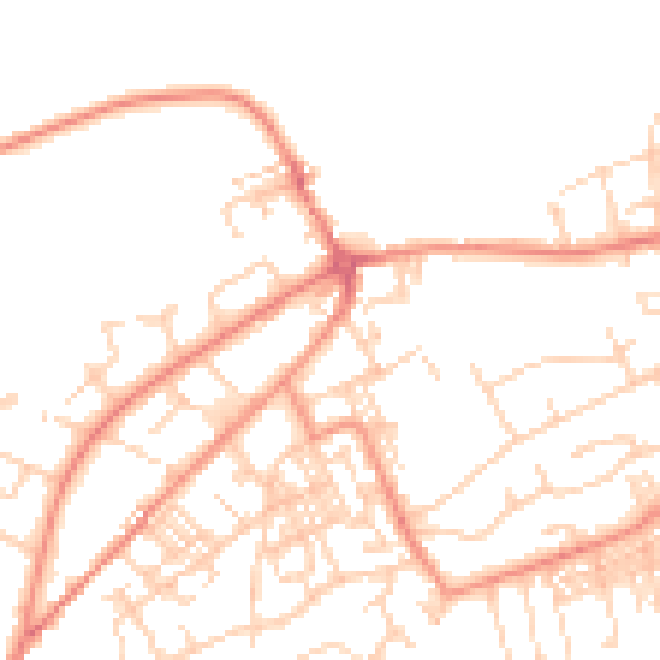 Daytime road noise heatmap for BD14 6AZ
