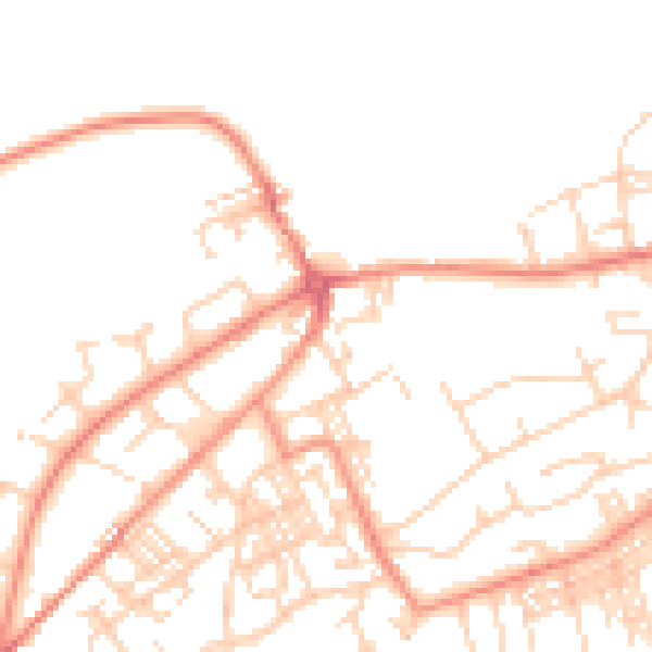 Daytime road noise heatmap for BD14 6BA