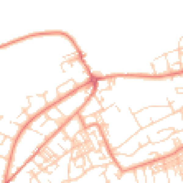 Daytime road noise heatmap for BD14 6BB