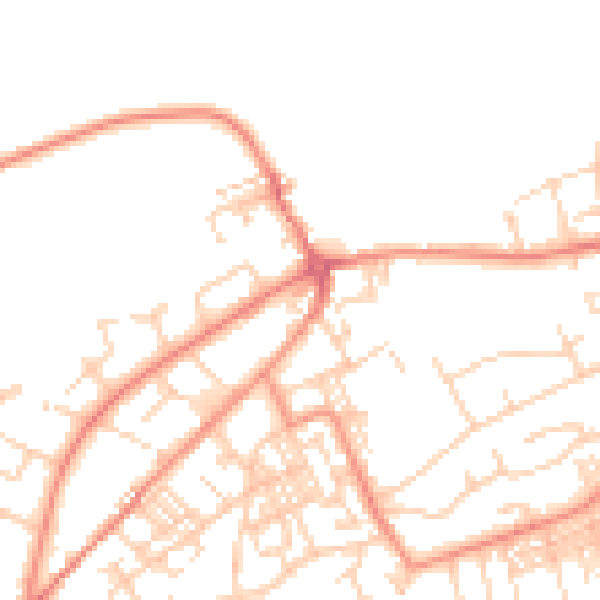 Daytime road noise heatmap for BD14 6BD