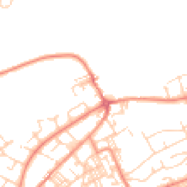 Daytime road noise heatmap for BD14 6BE
