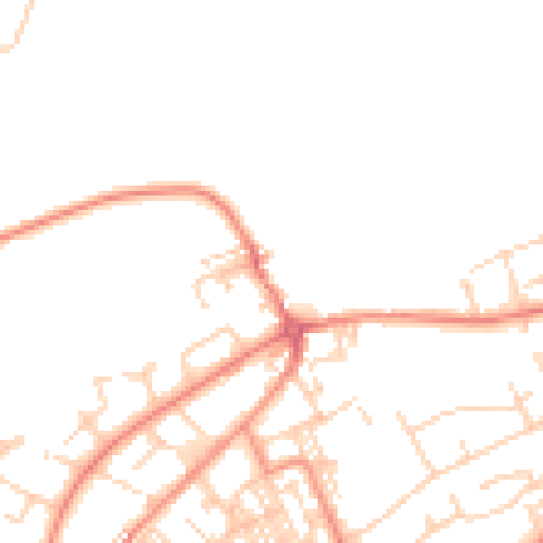 Daytime road noise heatmap for BD14 6BW