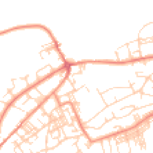 Daytime road noise heatmap for BD14 6BX