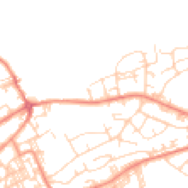 Daytime road noise heatmap for BD14 6DJ
