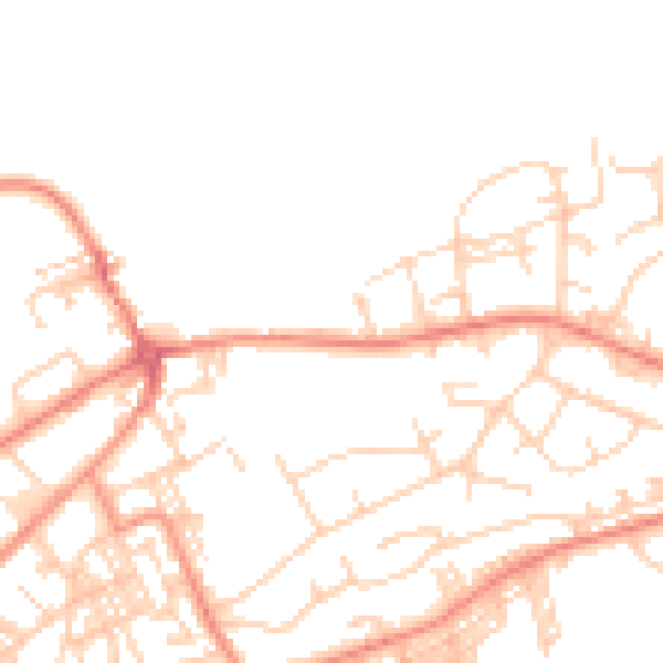 Daytime road noise heatmap for BD14 6DQ