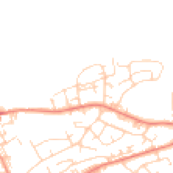 Daytime road noise heatmap for BD14 6DT